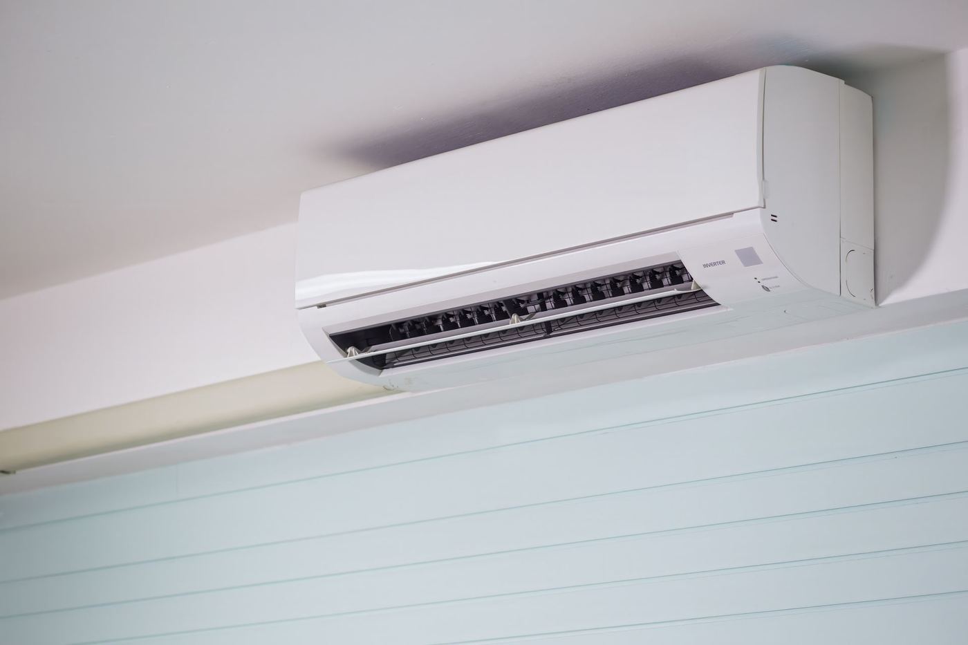 Stock photo of a wall-mounted air conditioner